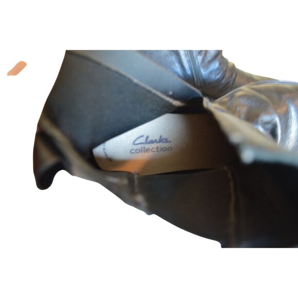 Clarks Collection Women's Hearth Rose Mid Calf Boot Black Leather Size 9 Moto - Picture 9 of 10